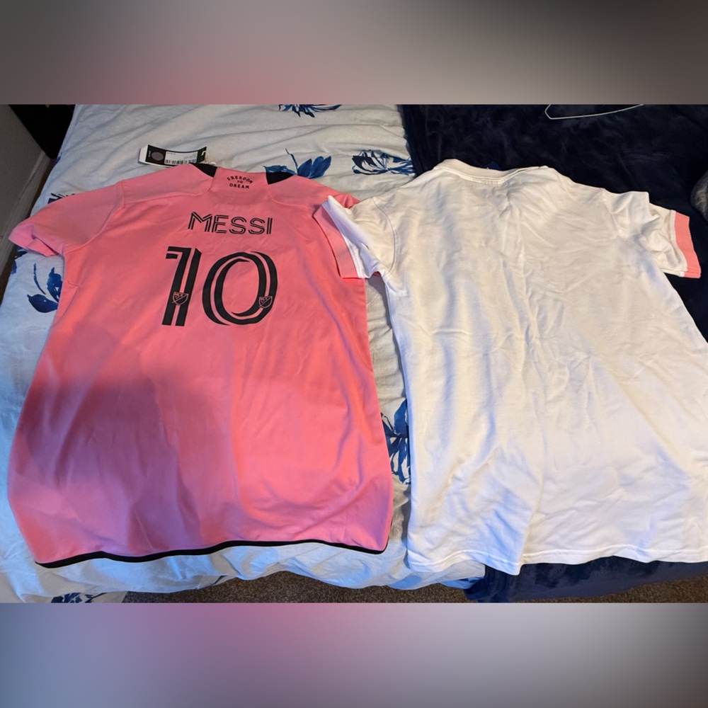Messi Pink and White Women's Jersey